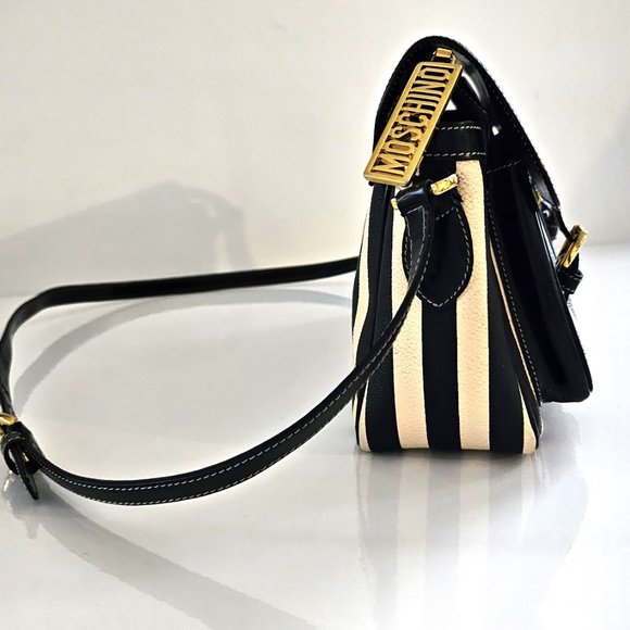 MOSCHINO Bag. Moschino by Redwall Vintage Cream & Black Striped Print - Picture 7 of 13